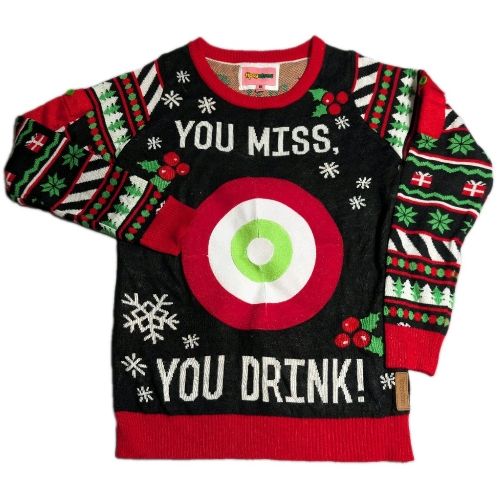 Tipsy Elves Mens S Ugly Christmas Sweater Bullseye Drinking Game Target Xmas